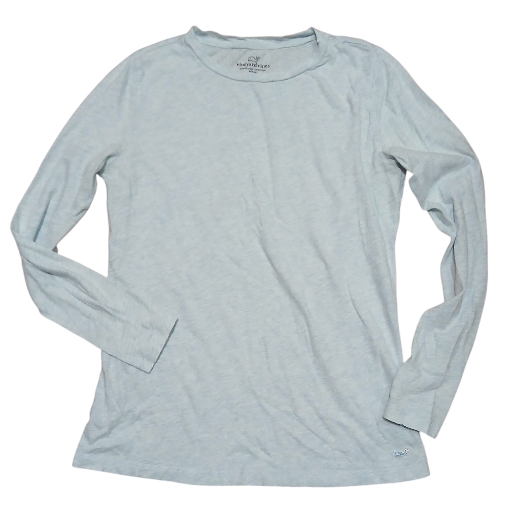 Vineyard Vines Women's Size Medium 100% Cotton Light Blue-Gray Long Sleeve Tee